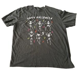 Celebrate It Halloween T Shirt Skeletons 2XL  Gray Cotton Blend Holiday Music